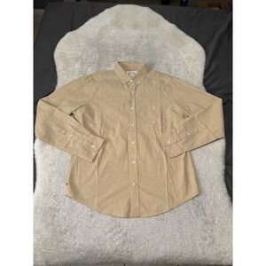 New Mugsy Mens Large Button Down Beige Cotton Shirt Preppy Top Dakars‎ NWOT